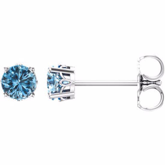 1924:109:P 14kt White Swiss Blue Topaz Earrings