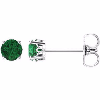 1924:103:P 14kt White Chatham® Created Emerald Earrings