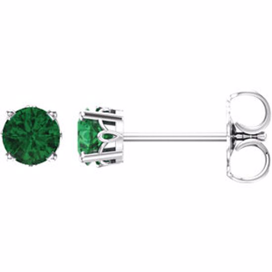 1924:103:P 14kt White Chatham® Created Emerald Earrings