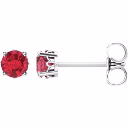 1924:105:P 14kt White Chatham® Created Ruby Earrings