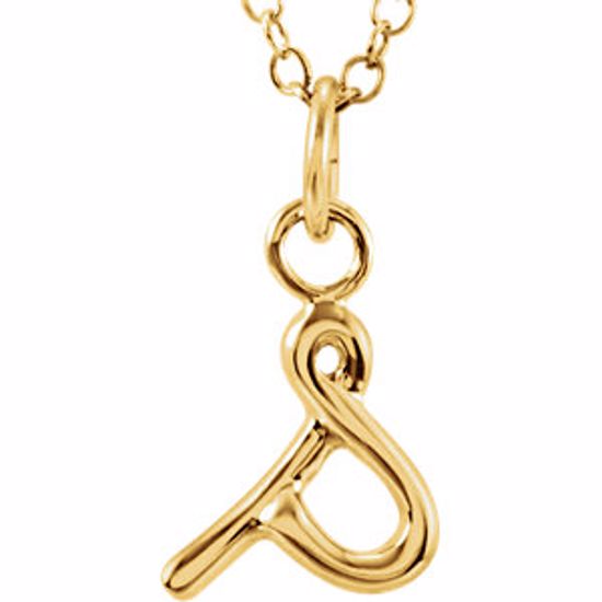 85899:1018:P 14kt Yellow Letter "S" Lowercase Script Initial Necklace