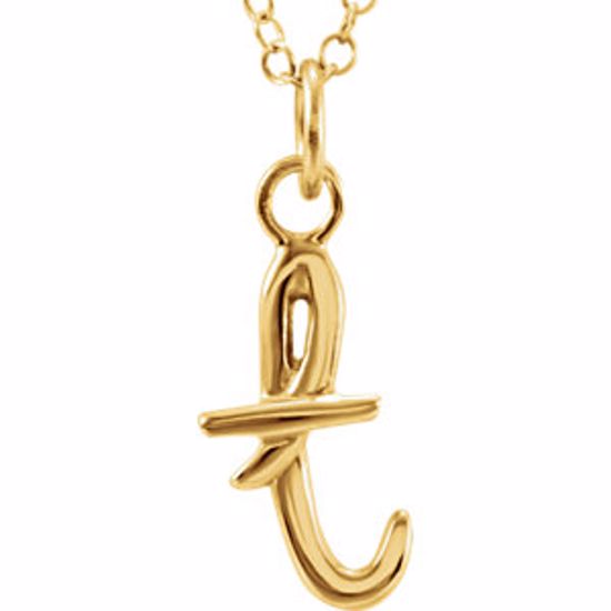 85899:1019:P 14kt Yellow Letter "T" Lowercase Script Initial Necklace