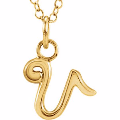 85899:1021:P 14kt Yellow Letter "V" Lowercase Script Initial Necklace