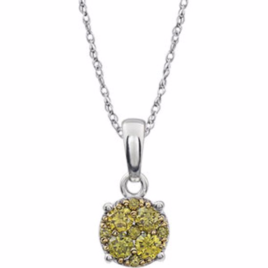 651454:60002:P 14kt White 1/5 CTW Yellow Diamond 18" Necklace