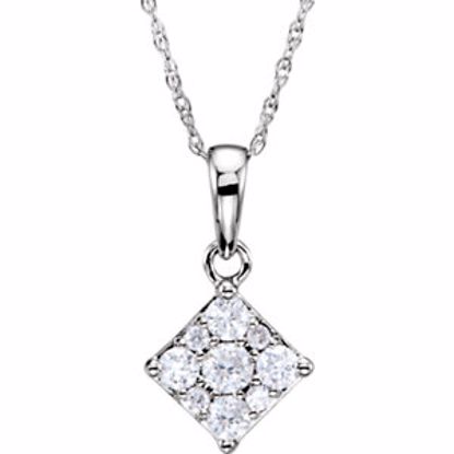 651429:60000:P 14kt White 1/3 CTW Diamond Cluster Necklace