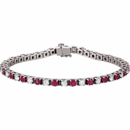 62076:100:P 14kt White Ruby & 2 3/8 CTW Diamond 7.25" Bracelet