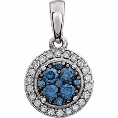 651469:60000:P 14kt White 3/8 CTW Diamond Blue & White Halo Pendant