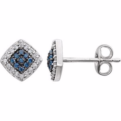 651421:60000:P 14kt White 1/5 CTW Blue & White Diamond Cluster Earrings