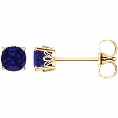 28190:105:P 14kt Yellow Chatham® Created Blue Sapphire Earrings