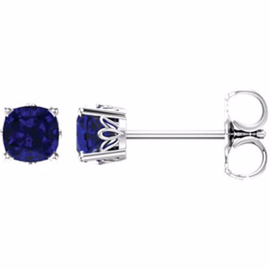 28190:104:P 14kt White Chatham® Created Blue Sapphire Earrings