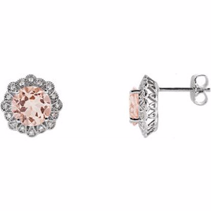 651438:100:P 14kt White Morganite & 1/8 CTW Diamond Earrings