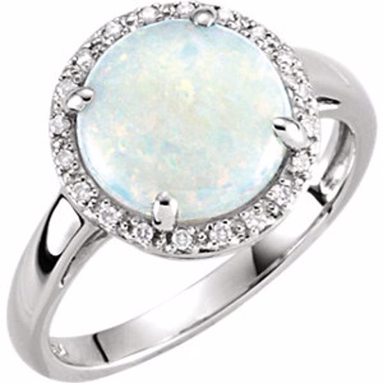 651451:100:P 14kt White Opal & .07 CTW Diamond Ring