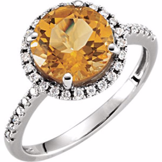 651449:100:P 14kt White Citrine & 1/6 CTW Diamond Ring