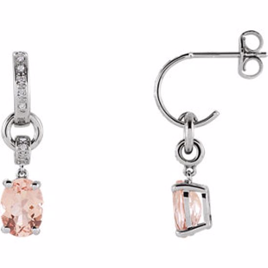 651444:100:P 14kt White Morganite & .05 CTW Diamond Earrings