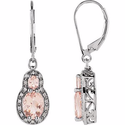 651434:100:P 14kt White Morganite & 1/8 CTW Diamond Earrings