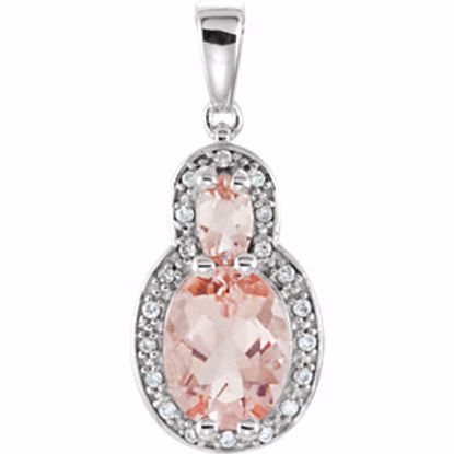 651437:100:P 14kt White Morganite & .08 CTW Diamond Pendant