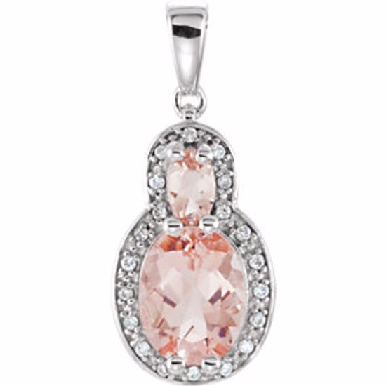 651437:100:P 14kt White Morganite & .08 CTW Diamond Pendant