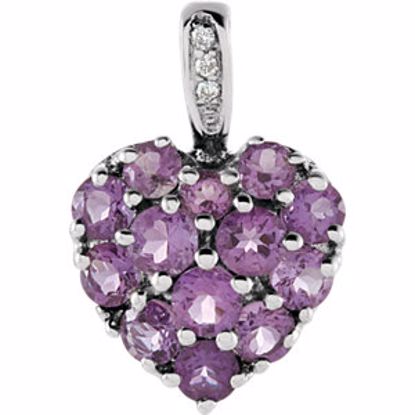 651447:100:P 14kt White Amethyst & .01 CTW Diamond Heart Pendant