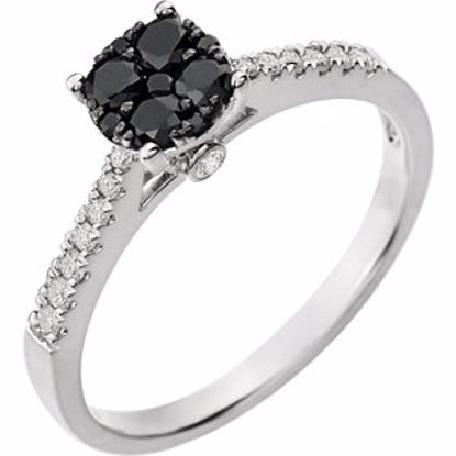 651424:60003:P 14kt White 3/8 CTW Black & White Diamond Cluster Ring