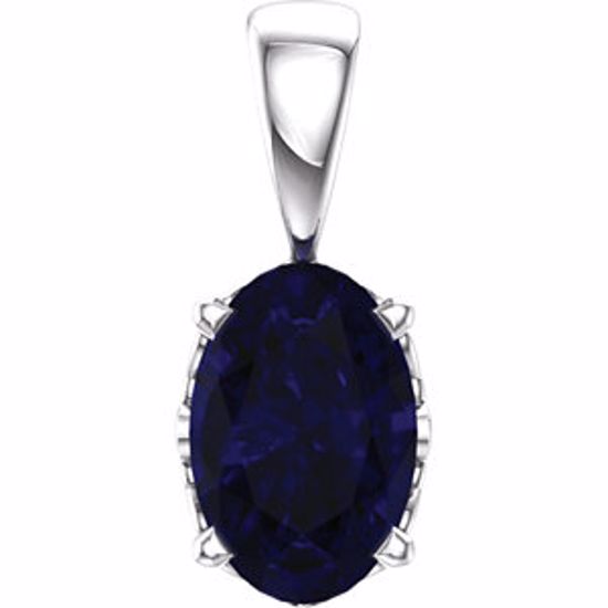 85859:116:P 14kt White Chatham® Created Blue Sapphire Pendant