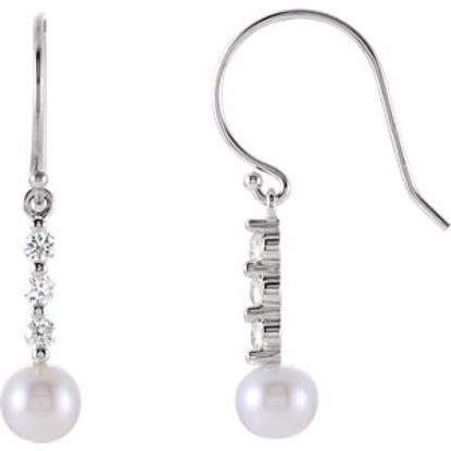 85908:102:P 14kt White Freshwater Cultured Pearl & 1/4 CTW Diamond Earrings