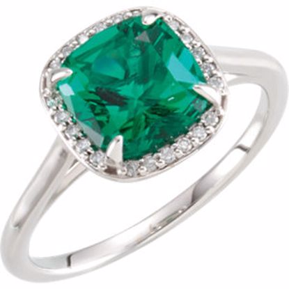 71635:105:P 14kt White Emerald & .055 CTW Diamond Halo-Style Ring