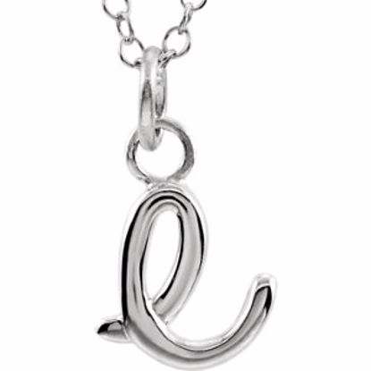 85899:1030:P 14kt White Letter "E" Lowercase Script Initial Necklace