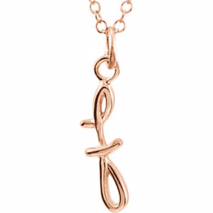 85899:1057:P 14kt Rose Letter "F" Lowercase Script Initial Necklace