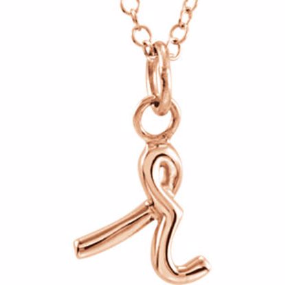 85899:1069:P 14kt Rose Letter "R" Lowercase Script Initial Necklace