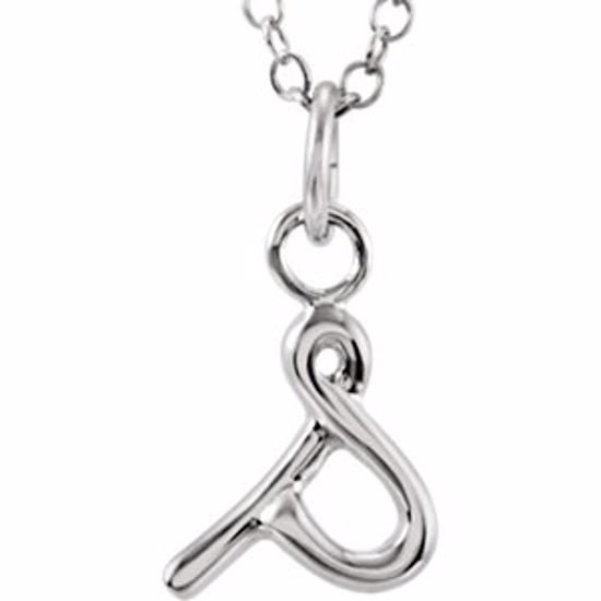 85899:1044:P 14kt White Letter "S" Lowercase Script Initial Necklace