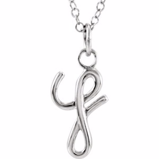 85899:1050:P 14kt White Letter "Y" Lowercase Script Initial Necklace