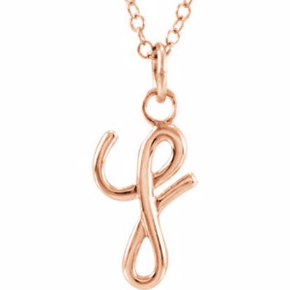 85899:1076:P 14kt Rose Letter "Y" Lowercase Script Initial Necklace