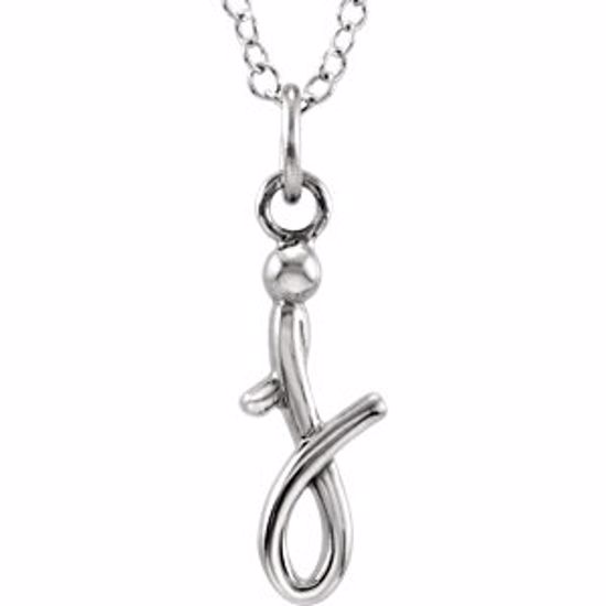 85899:1035:P 14kt White Letter "J" Lowercase Script Initial Necklace