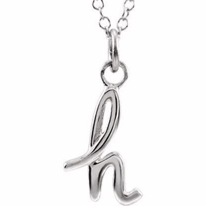 85899:1033:P 14kt White Letter "H" Lowercase Script Initial Necklace