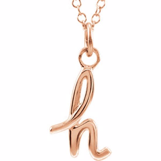 85899:1059:P 14kt Rose Letter "H" Lowercase Script Initial Necklace