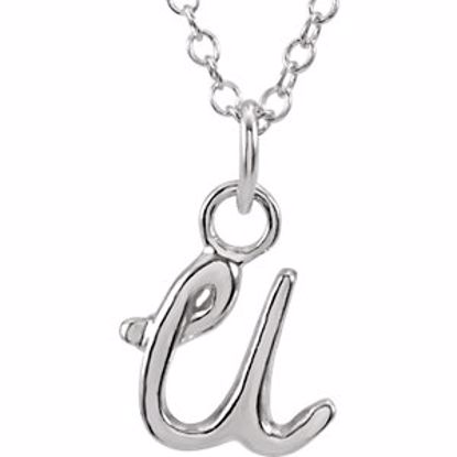 85899:1046:P 14kt White Letter "U" Lowercase Script Initial Necklace