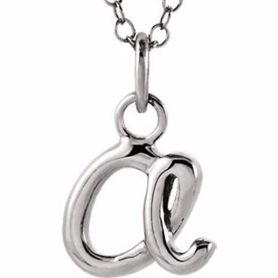 85899:1026:P 14kt White Letter "A" Lowercase Script Initial Necklace