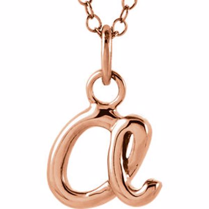 85899:1052:P 14kt Rose Letter "A" Lowercase Script Initial Necklace