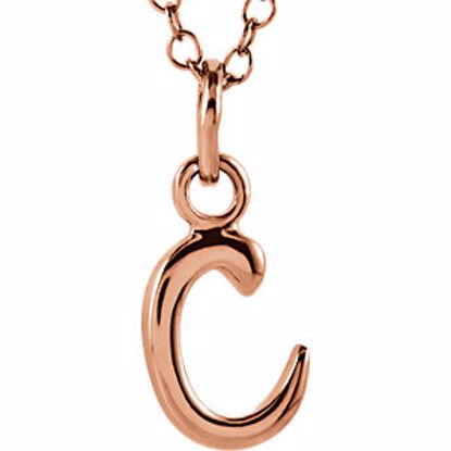 85899:1054:P 14kt Rose Letter "C" Lowercase Script Initial Necklace