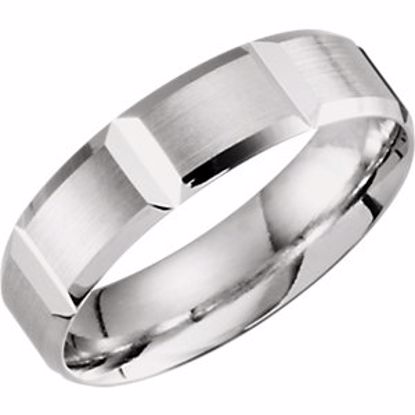 51286:105:P 10kt White 6mm Lightweight Grooved Beveled Band Size 5