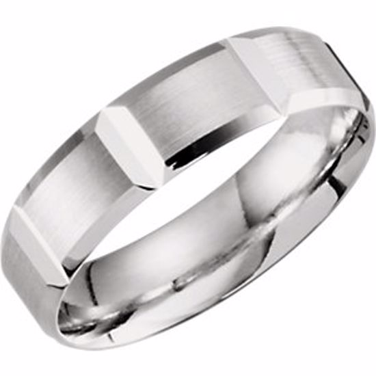 51286:105:P 10kt White 6mm Lightweight Grooved Beveled Band Size 5