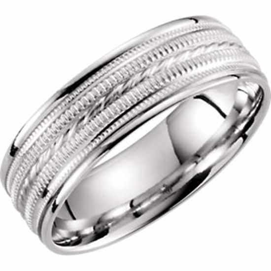 51289:1135:P 10kt White 6.5mm Lightweight Grooved Milgrain Band Size 13.5