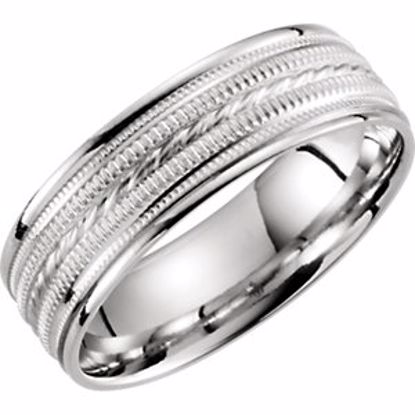 51289:114:P 10kt White 6.5mm Lightweight Grooved Milgrain Band Size 14