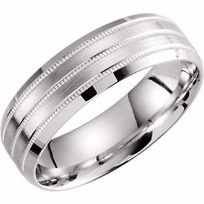 51292:105:P 10kt White 6.5mm Lightweight Grooved Double Milgrain Band Size 5