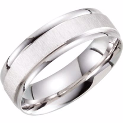 51283:1075:P 10kt White 6mm Lightweight Patterned Band Size 7.5