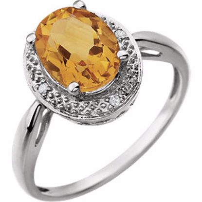 651533:101:P 14kt White Citrine & .02 CTW Diamond Ring