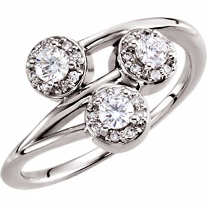 122213:105:P 14kt White 3/8 CTW Diamond 3 Stone Halo Ring