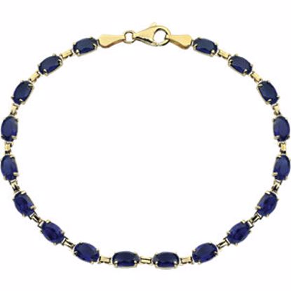 651539:100:P 14kt Yellow Created Blue Sapphire 7" Bracelet