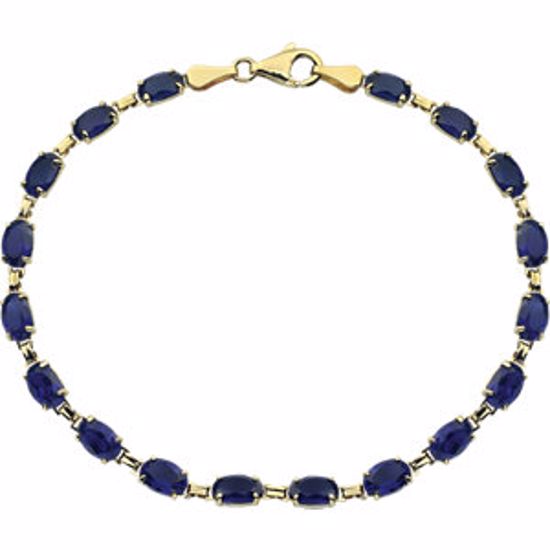 651539:100:P 14kt Yellow Created Blue Sapphire 7" Bracelet