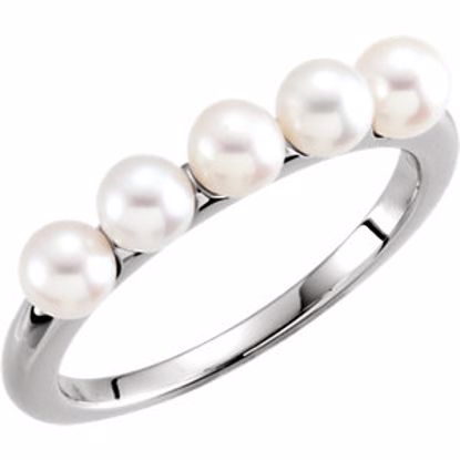 6474:105:P 14kt White 4-4.5mm Five-Stone Pearl Ring